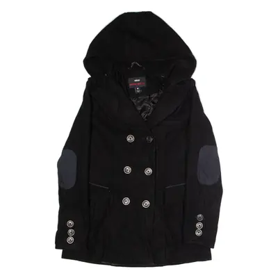 MISS SIXTY Womens Pea Coat Black Wool Hooded S