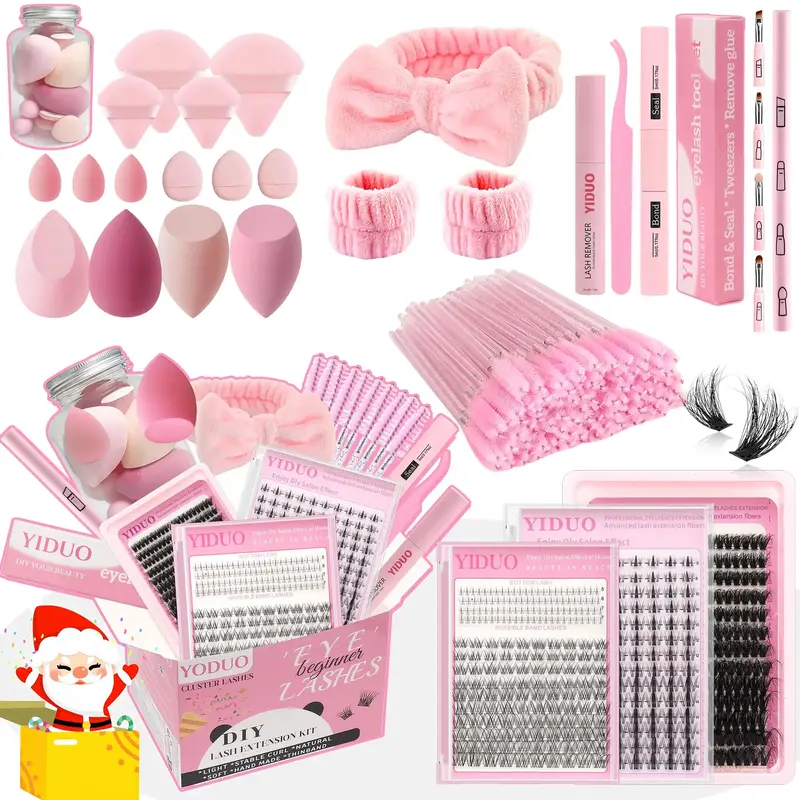 Professional Makeup Tool Set,1 Set Natural False Eyelashes & Powder Puffs & Accessories, Facial Makeup Supplies for Women & G...