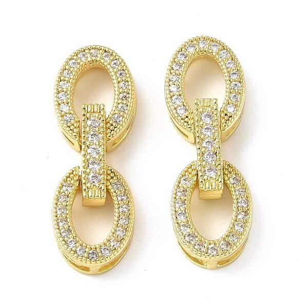 Rack Plating Brass Micro Pave Clear Cubic Zirconia Fold Over Clasps