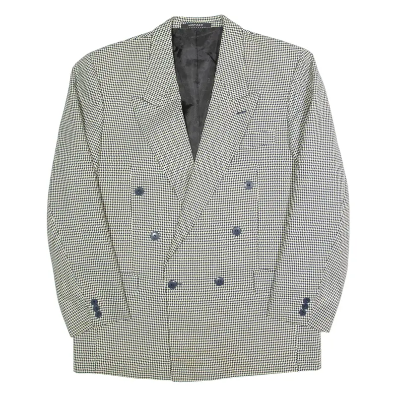 VESTIACO Mens Blazer Jacket Black 90s Houndstooth M