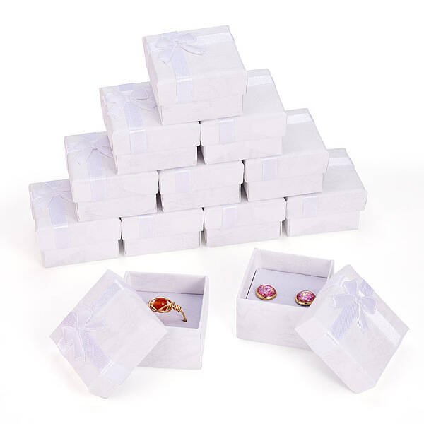 Square Paper Jewelry Ring Gift Boxes with Bowknot