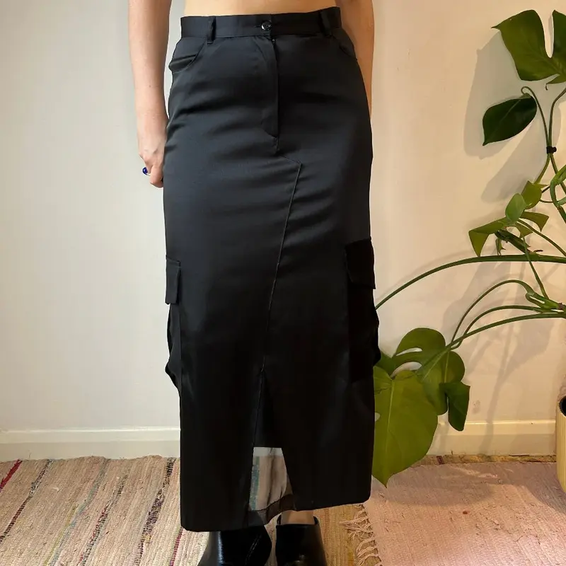Unbranded Maxi Cargo Skirt - 27W UK 8 Black Polyester