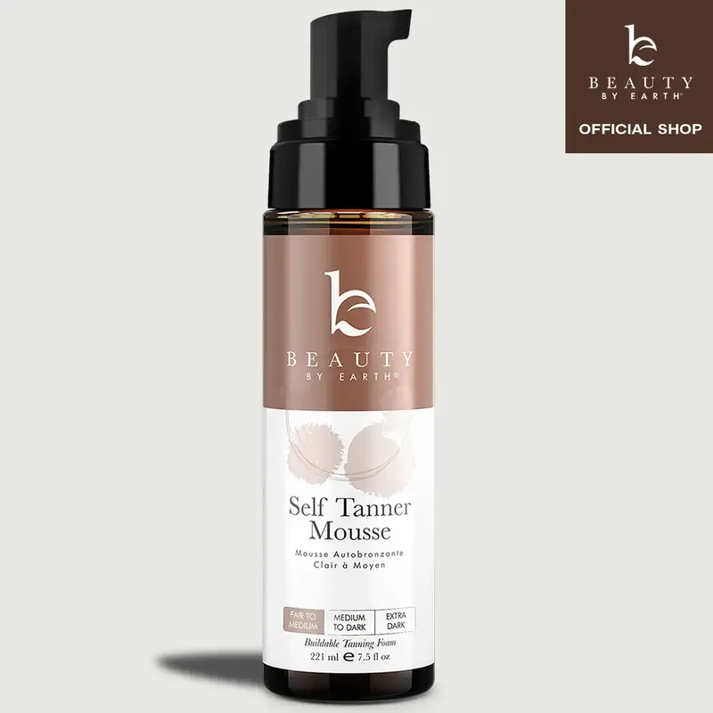 [BEAUTY BY EARTH] Self Tanner Body Mousse - Golden Natural Bronzed Sunless Safe Tanning Glow Made in USA with Aloe Vera & Wit...