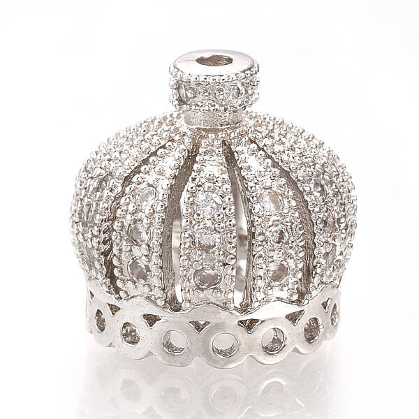Brass Micro Pave Cubic Zirconia Beads