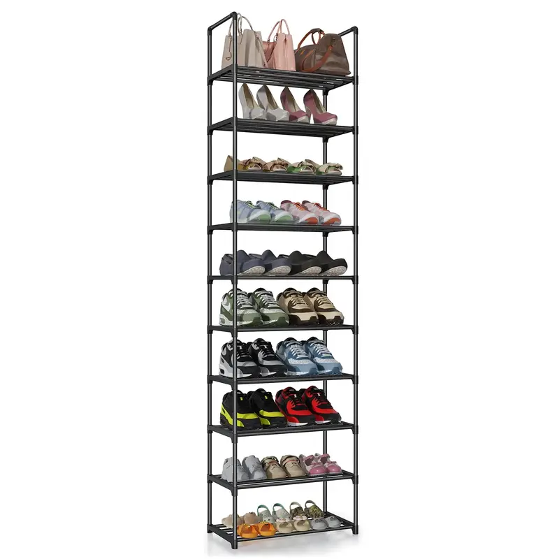 Metal Frame Shoe Rack with 10 Tiers for Closet Organization10 Tier Shoe Rack for 20-24 Pairs of Shoes Efficient Shoe Storage ...