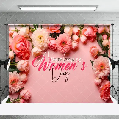 Aperturee Pink Floral Wall International Womens Day Backdrop, 3X2FT(1MX0.6M), 14 USD, commemorative backdrops, DMHD5Y87-M