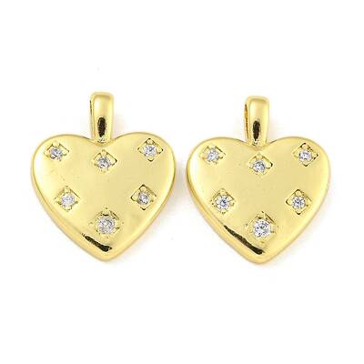 Heart Rack Plating Brass Micro Pave Clear Cubic Zirconia Pendants