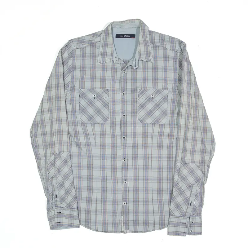 LIU JEANS Shirt Blue Check Long Sleeve Mens S