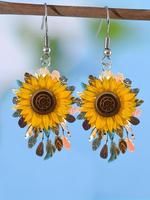 Sunflower Design Dangle Earrings, Fashionable Jewelry for Women, Daily Clothing Decor, Trendy All-match & Exquisite Jewelry f...