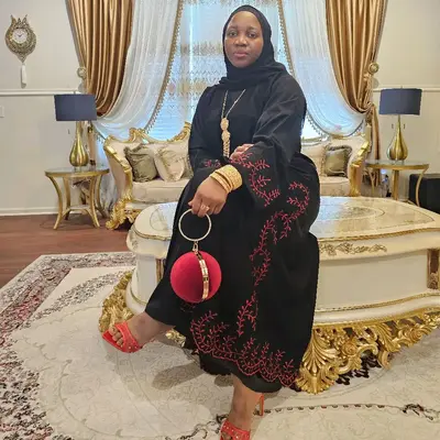 Scarlet Bloom Abaya - Black Traditional Dress with Red Embroidery Details