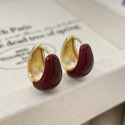 Brass Enamel Hoop Earrings