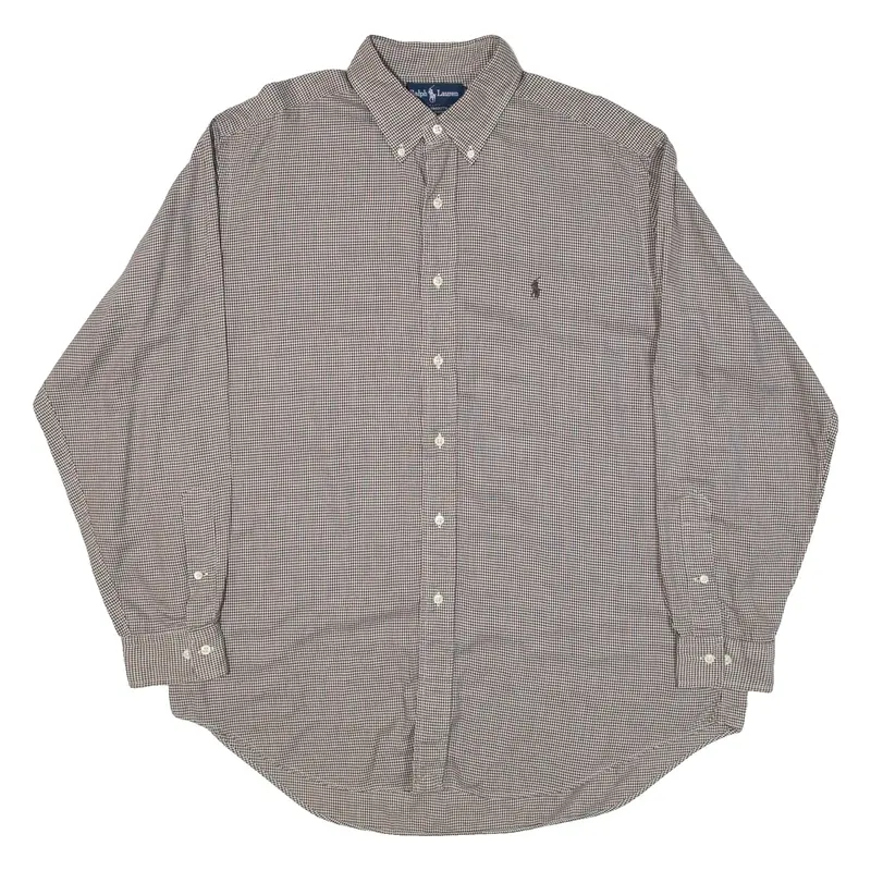 RALPH LAUREN Yarmouth Mens Shirt Grey Houndstooth Long Sleeve XL