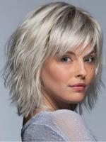 30cm/13.77in Layered Wave Light Silver Gray Hair Root Black Gray Synthetic Wig for Women, Natural Daily Wig, Synthetic Full M...