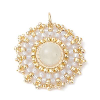 Natural Moonstone Flat Round Pendants
