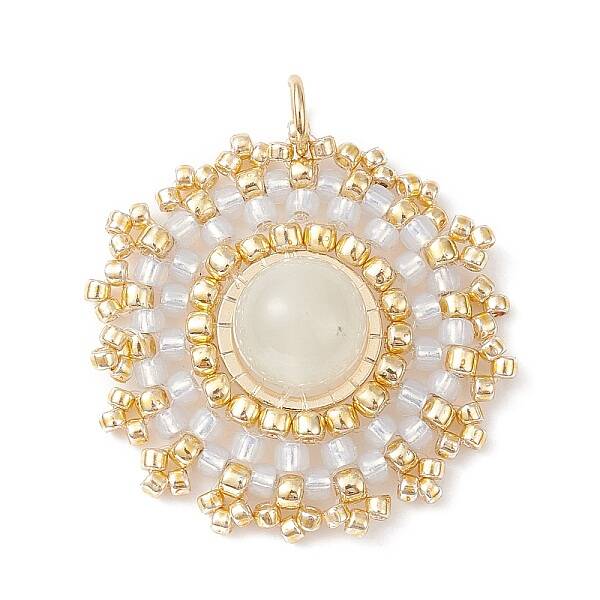 Natural Moonstone Flat Round Pendants