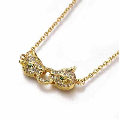 Brass Micro Pave Cubic Zirconia Door Knocker Pendant Necklaces