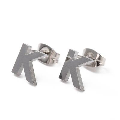 Tarnish Resistant 304 Stainless Steel Greek Alphabet Stud Earrings