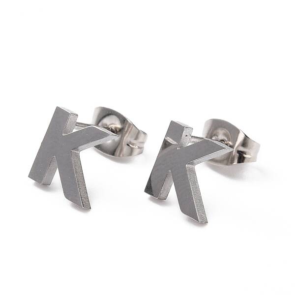 Tarnish Resistant 304 Stainless Steel Greek Alphabet Stud Earrings