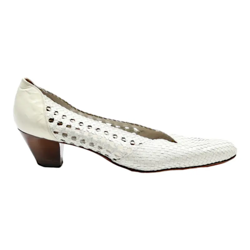 BALLY SUISSE Court Heels White Leather Womens UK 3.5