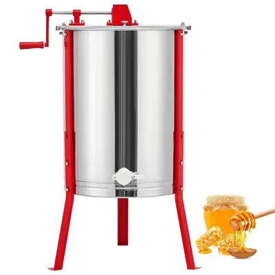 Garvee Manual Honey Extractor 4-Frame Stainless Steel with Adjustable Legs Transparent Lid Beekeeping Tool for Apiaries
