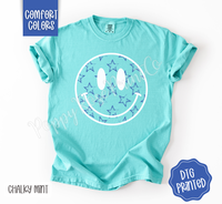 Blue Star Smiley Shirt Comfort Colors, Cute Happy Face TShirt, Trendy Summer Women's Tee, Gift for Her