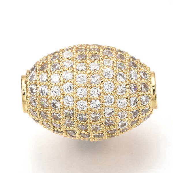 Brass Micro Pave Cubic Zirconia Beads