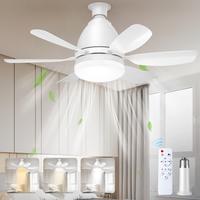 Modern Socket Fan Light Ceiling Fans with Lights and Remote, 3-Color Options Dimmable LED 3000K-6500K, 1556 Lumens Light Bulb...