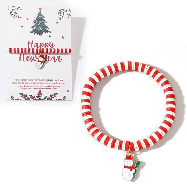 Elegant Christmas Handmade Polymer Clay Heishi Beaded Stretch Bracelets
