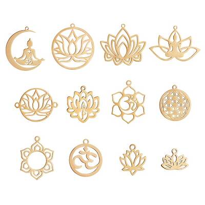 12Pcs 12 Style 201 Stainless Steel Pendants
