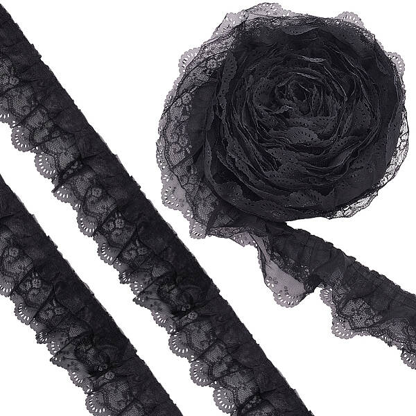 10 Yards 3-Layer Pleated Chiffon Flower Lace Trim