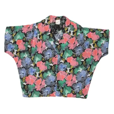 Womens Printed Top Black Collared Viscose Floral XL
