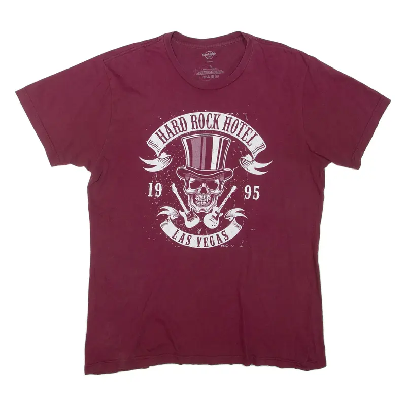 HARD ROCK HOTEL Las Vegas Mens T-Shirt Maroon USA L