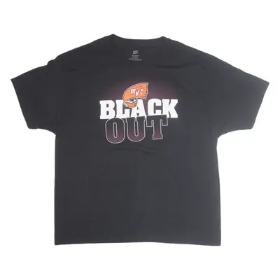 HANES MV Black Out Crazies T-Shirt Black Short Sleeve Mens XL