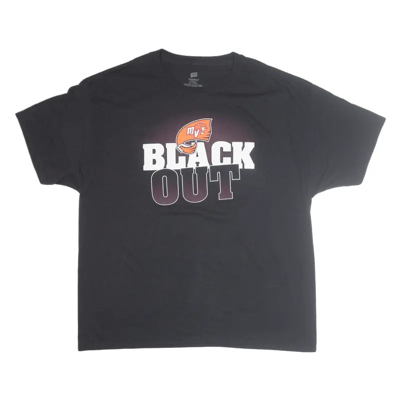 HANES MV Black Out Crazies T-Shirt Black Short Sleeve Mens XL