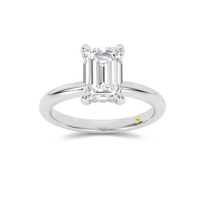 Dream Weaver Hidden Halo Emerald Cut Lab Grown Diamond Engagement Ring | 18K White Gold 1 1/6 CT. TW.