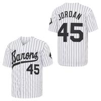 Men's #45 Jordan White And Black Hip Hop Rap Barons Baseball Jersey Embroidery Sportswear Clothing Uniforms Athletic