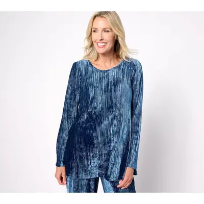 Dennis Basso Velour Boat Neck Tunic with Side Slits