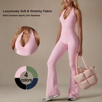 TimeOFF Backless Halter Jumpsuit | Soft Stretch Fabric, Moisture-Wicking | Yoga, Gym & Active Lifestyle | Women's Versatile A...