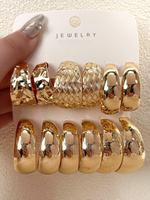 Fashionable Solid Color Hoop Earrings, 6 Pairs Fashion Alloy Jewelry for Party, Daily Clothing Decor, Trendy All-match & Exqu...
