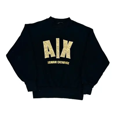 Armani Exchange Graphic Sweatshirt - Large Black Cotton Blend