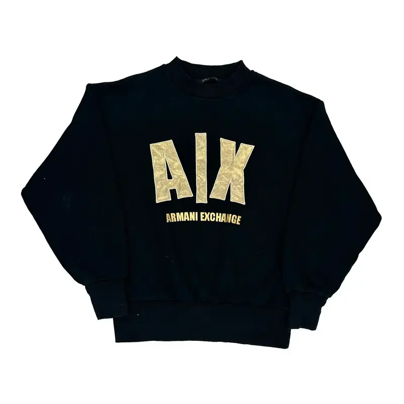 Armani Exchange Graphic Sweatshirt - Large Black Cotton Blend
