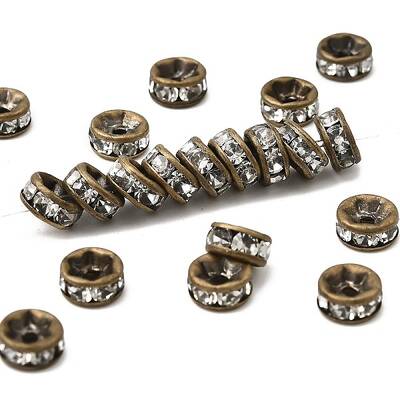 Brass Rhinestone Spacer Beads