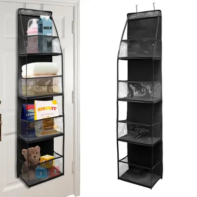 Multi-layer Fabric Hanging Bag, 1 Count Christmas Decor Door Back Multi-layer Storage Bag, Household Storage Organizer for Cl...