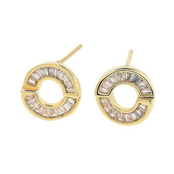 Rack Plating Ring Brass Stud Earrings