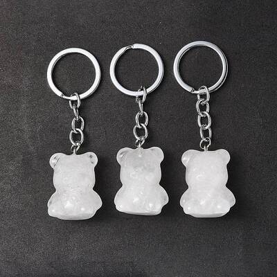 Natural Quartz Crystal Pendant Keychains