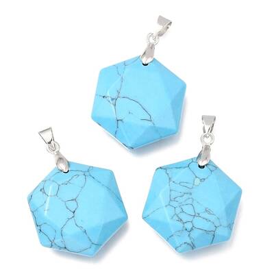 Faceted Synthetic Turquoise Pendants