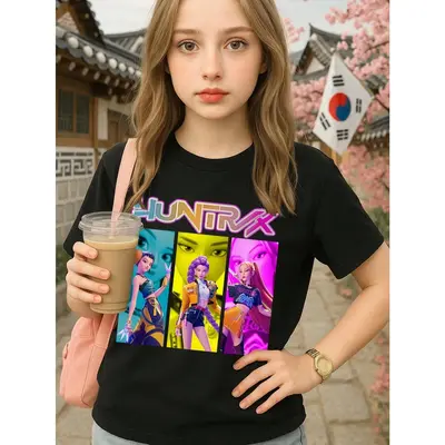 Young Girl's/Boy's KPOP Demon Hunters Y2K 100% Cotton Graphic Tees \