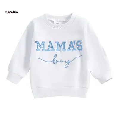 Toddler Boys Sweatshirts Letter Embroidered Crew Neck Long Sleeve Baby Pullovers Fall Casual Tops