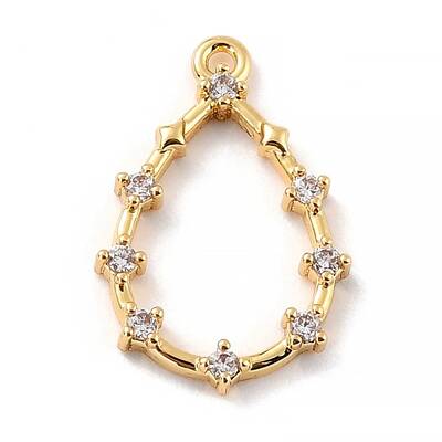 Eco-Friendly Brass Micro Pave Clear Cubic Zirconia Pendants