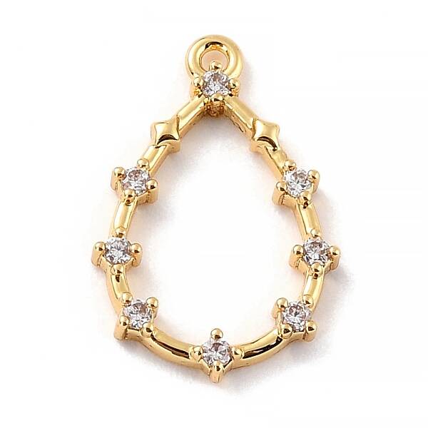 Eco-Friendly Brass Micro Pave Clear Cubic Zirconia Pendants